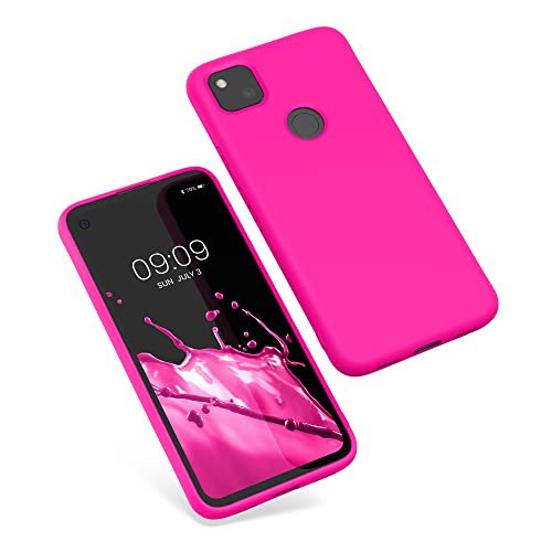kwmobile Case Compatible with Google Pixel 4a Case - Slim Protective TPU Silicone Phone Cover - Neon Pink - color: neon pink