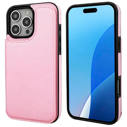 ONETOP for iPhone 16 Pro Max Wallet Case with Credit Card Holder,Pink | Kickstand,ID/Cash Holder,Case Wallet with Card Slots,Double Magnetic Clasp,Durable PU Leather Shockproof Cover for Women Men - color: Pink