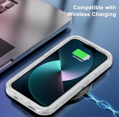for iPhone 13 Case with 2 Screen Protector,Shockproof Drop Protection Full Body Heavy Duty 3 Layer Military Rugged Durable Phone Cover for Apple iPhone 13 6.1" (Clear) - color: Clear