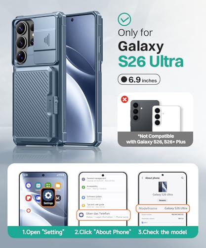GolbinBox for Samsung Galaxy S26 Ultra Case with Wallet&Lock,Dragonfly Blue | Card Holder, Slide Camera Cover, Built-in Safety Lock & RFID Protection, Holds 4~5 Cards or Cash, S26 Ultra Wallet Case 6.9'' - color: Dragonfly Blue
