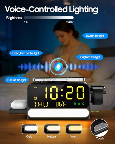 Upgraded 7-in-1 Wireless Charging Station for Apple&Samsung,Magnetic Charger with Voice-Controlled Night Light,for iPhone 17/16/15/14 Pro Max,Samsung Galaxy,Google Device,Apple&Samsung Watch,AirPods
