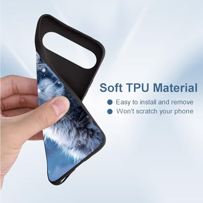 for Google Pixel 9 Pro XL Phone Case TPU Shockproof Full Body Protection Cover 6.8" Snow Blue Eyes Husky for Pixel 9 Pro XL Lightweight Compatible Wireless Charging Screen Protector Film - color: Snow Blue Eyes Husky