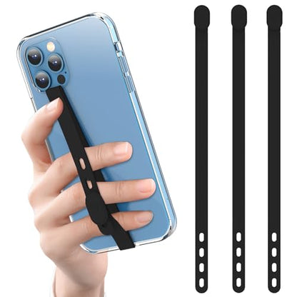 (3 Pack) NTidea Finger Phone Grip, Adjustable Silicone Cellphone Strap for Phone Case as Phone Loop Holder for iPhone Case & Samsung Phone, Black - color: Black