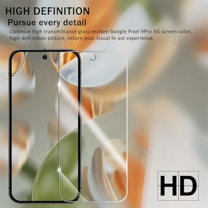 Screen Protector for Google Pixel 9 Pro, [2+2 Pack] Tempered Glass for Pixel 9 Pro & Camera Lens Protectors[Ultrasonic Fingerprint Unlock] [Case Friendly] [Bubble-Free] 6.3 Inches - size: Google Pixel 9 Pro