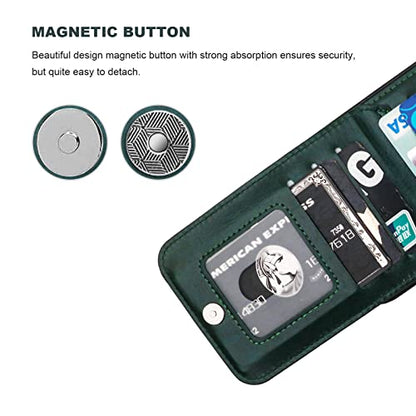 KIHUWEY for iPhone 14 Pro Max Wallet Case Card Holder Kickstand, Green | Credit Card Slots, PU Leather, Magnetic Clasp, Flip Heavy Duty Protection Cover for Men and Women - color: Green