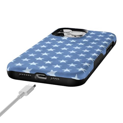 Casely iPhone 14 Pro Max Case | Coastal Blues | Denim Stars | Bold Protective Design | Compatible with MagSafe - color: Coastal Blues | Denim Stars