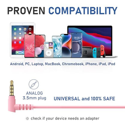 LUDOS FEROX 2 Pack Wired Earbuds in-Ear Headphones, 5 Year Warranty, Earphones with Microphone, Noise Isolation for 3.5mm Jack Ear Buds for iPhone, Samsung, Laptop, Kids, School Students - Pink - color: Pink