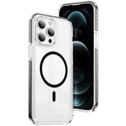 DEERLAMN Magnetic Clear Case for iPhone 12/iPhone 12 Pro 6.1-Inch, [Compatible with Magsafe][Anti-Yellowing] Transparent Slim Shockproof Protective Phone Cover, Black - color: Black, size: iPhone 12/12 Pro-6.1 Inch