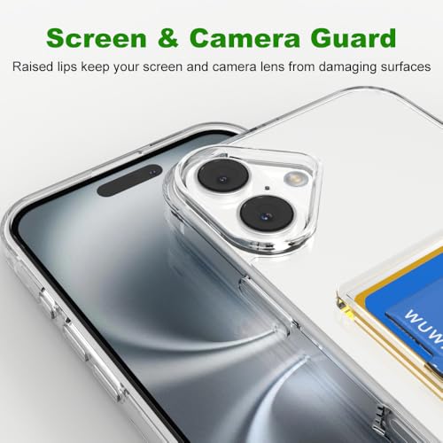 for iPhone 16 Plus Clear Card Case - Hybrid Slim Fit Transparent Wallet Cover with Card Holder Slot, TPU + PC, Anti-Yellowing, 6.7" 2024 - color: Clear, size: iPhone 16 Plus