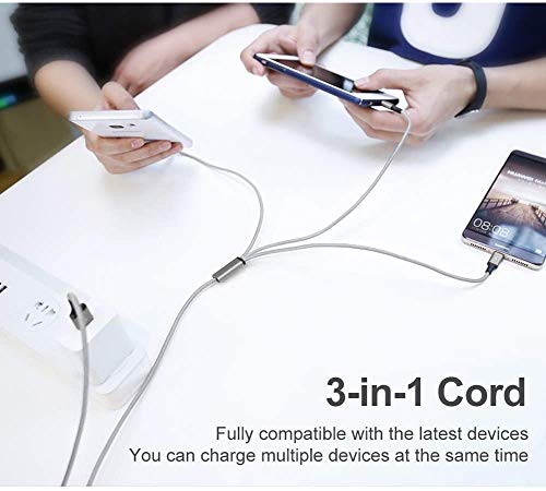 Multi USB Charging Cable 2Pack 4FT, 3 in 1 Charger Cord Universal Charger - color: 4FT/1.2M Sliver+Black