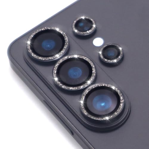 for Samsung Galaxy S26 Ultra Camera Lens Protector, Bling Glitter Metal Ring Tempered Glass Lens Cover Accessories (Black) - color: Black