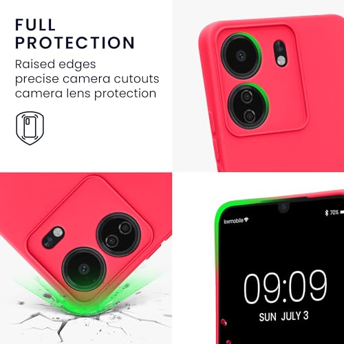 kwmobile Case Compatible with Xiaomi Poco C65 / Redmi 13C Case - Protective Slim TPU Cover with Soft Matte Finish - Neon Pink - color: neon pink
