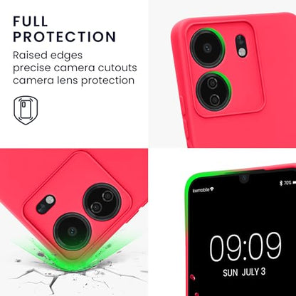 kwmobile Case Compatible with Xiaomi Poco C65 / Redmi 13C Case - Protective Slim TPU Cover with Soft Matte Finish - Neon Pink - color: neon pink