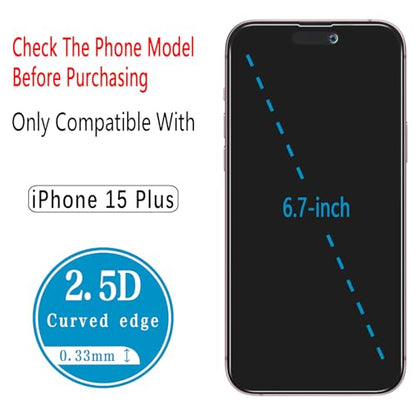 2+2 Pack Privacy Screen Protector for iPhone 15 Plus Tempered Glass - size: (Privacy)iPhone 15 Plus 6.7 Inch