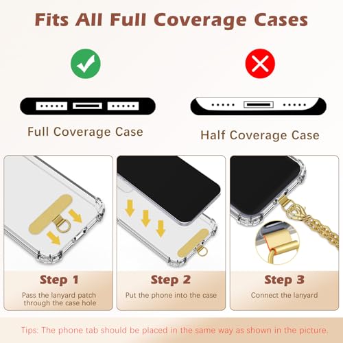 MoKo Universal Phone Crossbody Lanyard Phone Chain, Anti-Theft Adjustable Cellphone Cross Body Neck Strap & iPhone Wrist Strap with 2×Metal Tether Tabs for iPhone 17, Most Smartphones, Orange&Gold - color: Orange&gold