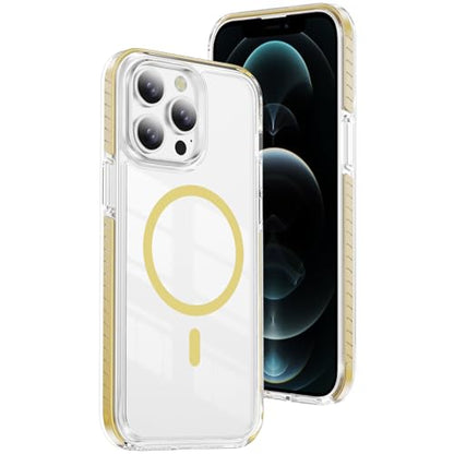 DEERLAMN Magnetic Clear Case for iPhone 12/iPhone 12 Pro 6.1-Inch, [Compatible with Magsafe][Anti-Yellowing] Transparent Slim Shockproof Protective Phone Cover, Yellow - color: Yellow, size: iPhone 12/12 Pro-6.1 Inch