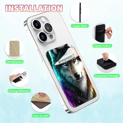 Phone Credit Card Holder Stick on, Cell Phone Pocket Self Adhesive Stretchy Stick on Wallet ID Credit Card Case Pouch Sleeve with Flap for All Smartphones, Grey Hatch - color: Grey Hatch
