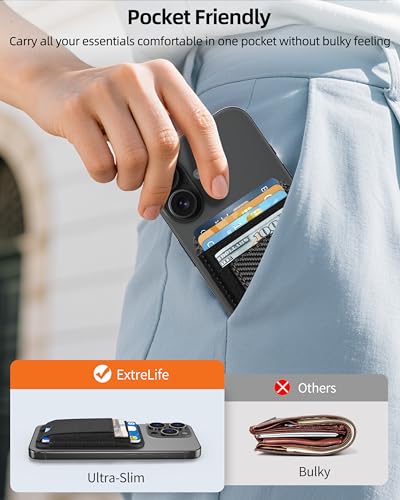 For Magsafe Wallet, 7 Card Holder, RFID Blocking, Strongest Magnet | Magnetic Wallet for iPhone 17/16/15/14/13/12 Series, for iPhone Wallet Magsafe with 2 Card Slots, Black Carbon Fiber - color: Black Carbon Fiber