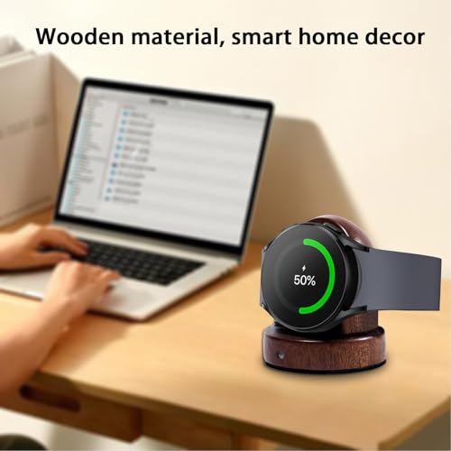 Wood Watch Charger Compatible with Samsung Galaxy Watch 8/7/6/6 Classic/ 5/5 Pro/4/4 Classic/3/Active 2 Charger Stand,Wireless Smart Watch Charger Magnetic for Samsung Watch,Gift for Men Women