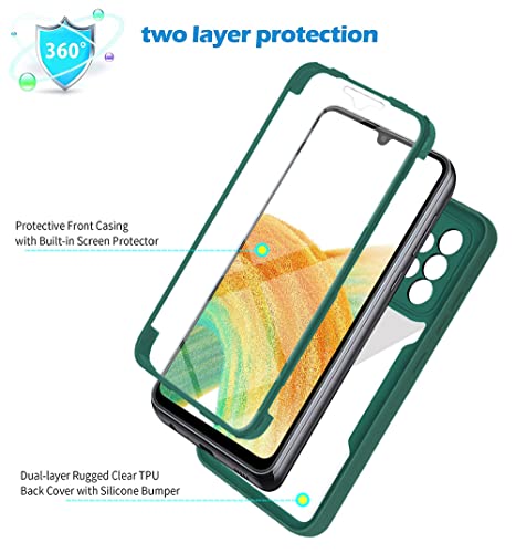 Ysnzaq for Samsung Galaxy A73 5G Case with Screen Protector QB Clear Green