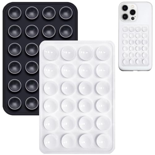 Anteel 2 Pack Silicone Suction Phone Case Mount, Non Slip Sticky Phone Grip for Cellphone, Silicon Adhesive Suction Cup Phone Mount, Strong Grip Holder for Selfies & Videos (Black&White) - color: Black&White