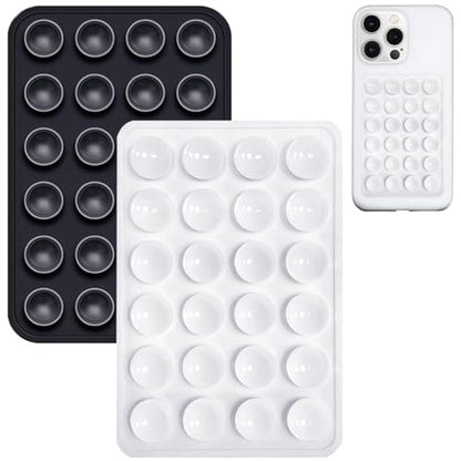 Anteel 2 Pack Silicone Suction Phone Case Mount, Non Slip Sticky Phone Grip for Cellphone, Silicon Adhesive Suction Cup Phone Mount, Strong Grip Holder for Selfies & Videos (Black&White) - color: Black&White