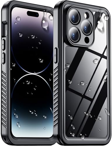 Compatible with iPhone 14 Pro Max Case Waterproof, Built-in Screen & Camera Protector IP68 Underwater Full Body 14FT Military Dropproof Shockproof Phone Case 6.7"-Black/Clear - color: Black, size: iPhone 14 Pro Max