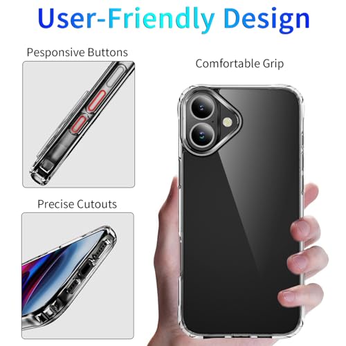 DEERLAMN Clear Case for iPhone 16 Plus 6.7-Inch, Military Grade Drop Protection Anti-Scratch Transparent Ultra Slim Non-Yellowing Shockproof Protective Phone Cover - size: iPhone 16 Plus