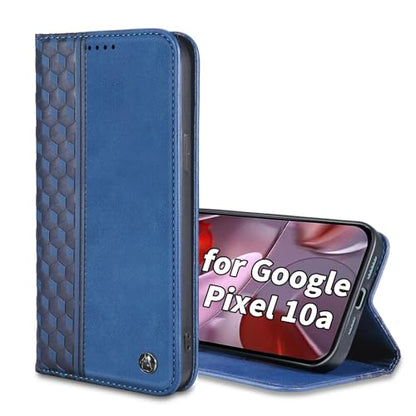 Wallet Case for Google Pixel 10a 2026 6.3 Inch - PU Leather Flip Cover with Card Holder Slots, Strong Magnetic Folio Kickstand Phone Case, Blue - color: Blue, size: Google Pixel 10a 6.3"