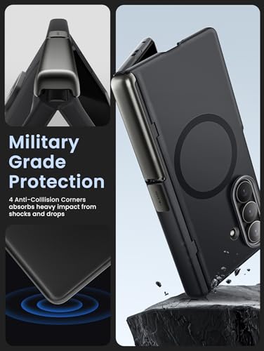i-Blason for Samsung Galaxy Z Fold 7 Case [9H+ Tempered Glass Screen Protector] [MagSafe Compatible] [Hinge Protection & Kickstand] Full-Body Protective Magnetic Phone Case for Z Fold 7 (Frost Black) - color: Frost Black