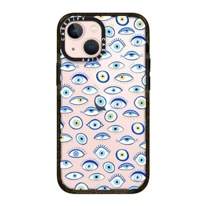 CASETiFY for iPhone 13 Mini Case - Impact | Slim Fit | 6.6 ft. Drop Protection | blue all seeing eye summer holiday pattern on clear | Black - color: blue all seeing eye summer holiday, size: Iphone 13 Mini (5.4")