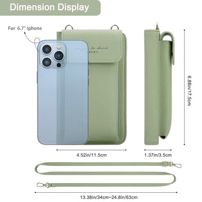 DOB SECHS Leather Passport Wallet Crossbody Phone Bag, RFID Blocking Passport Holder Credit Cards Case for Women - color: Green-2