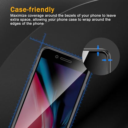3 Pack Privacy Screen Protector for iPhone 8 Plus/7 Plus, Anti Spy Tempered Glass 9H Hardness, Black Protector Anti Spy, Bubble Free, Anti-Scratch - size: iPhone 8 Plus/7 Plus FK3