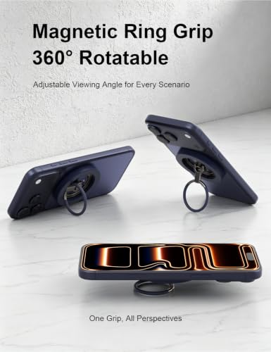 MagSafe Phone Grip Stand, 360° Rotatable, Dual-Sided Magnet - color: Dark Bule