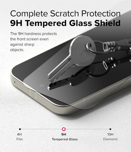 Ringke for Google Pixel 9a Screen Protector [Easy Slide, 2 Pack] | Easy Installation with Alignment Tool, Case Friendly Premium 9H Hardness Tempered Glass - size: Pixel 9a