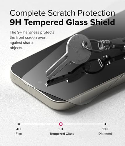 Ringke for Google Pixel 9a Screen Protector [Easy Slide, 2 Pack] | Easy Installation with Alignment Tool, Case Friendly Premium 9H Hardness Tempered Glass - size: Pixel 9a