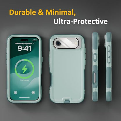 Follaroma Magnetic for iPhone 17 Air Case with Camera Stand, Green, 6.5" | Built-in Glass Camera Cover,Compatible with MagSafe,Heavy Duty Shockproof Protective,Military-Grade Anti-DropDual Layer Cover - color: Green, size: iPhone 17 Air 6.5''