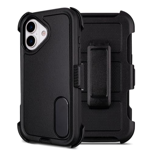 for Protective Phone Case iPhone 17 Case with Clip Holster Kickstand Black | Heavy Duty Rugged Protective Phone Case, Dual Layer Shockproof Cover - color: Black