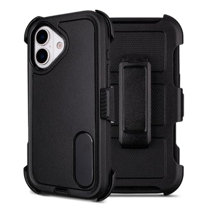 for Protective Phone Case iPhone 17 Case with Clip Holster Kickstand Black | Heavy Duty Rugged Protective Phone Case, Dual Layer Shockproof Cover - color: Black