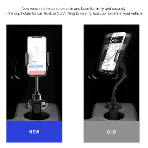 Car Cup Holder Phone Mount, 360° Rotating Clip, Retractable Rotatable Rod, One-Touch Operation, Anti-Shake Car Phone Holder Fit 2.76-3.78in Base, Compatible with 4-7.2in Smartphones