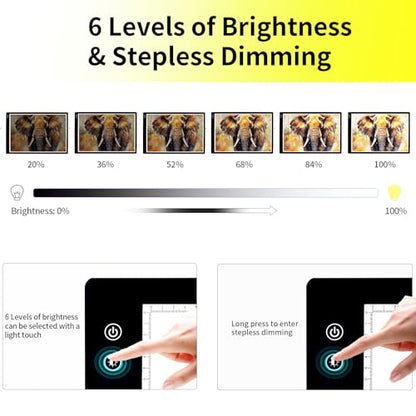 YINGWOND A1 Large Rechargeable Light Pad,Diamond Art Light Board with 3 Color Modes,6 Levels and Stepless Dimming,Battery Powered Light Box for Tracing,Diamond Painting,Drawing,Sketching - style: Rechargeable-A1