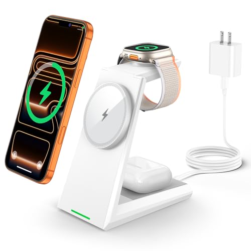 3 in 1 Magnetic Wireless Charging Station - 15W Fast Charging for iPhone - color: White