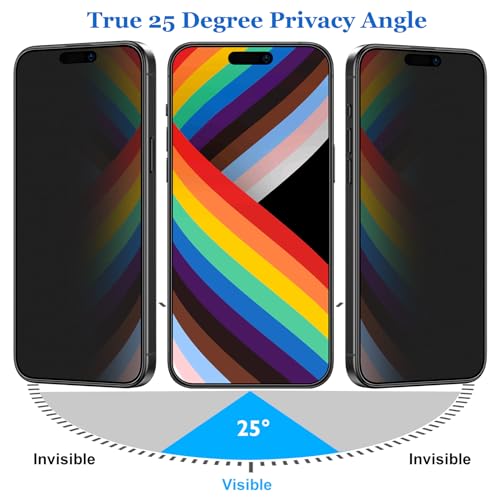 Mothca Matte Privacy Screen Protector for iPhone 15 Pro [6.1 inch] with Easy Installation Tool, Anti Spy Anti Glare Full Coverage Tempered Glass Film, Anti-Fingerprint, Case Friendly, Smooth as Silk