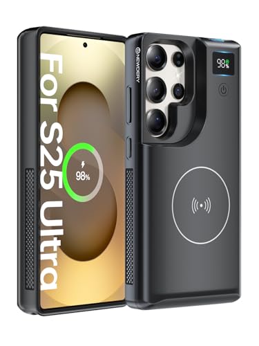 NEWDERY Battery Case for Samsung Galaxy S25 Ultra, 10000mAh Charger Case | Portable Power Bank,Qi Wireless Charging,20W USB C Fast Charging,LED Display,Data Sync Supported,Rechargeable Battery Pack - size: For Galaxy S25 Ultra 6.9"
