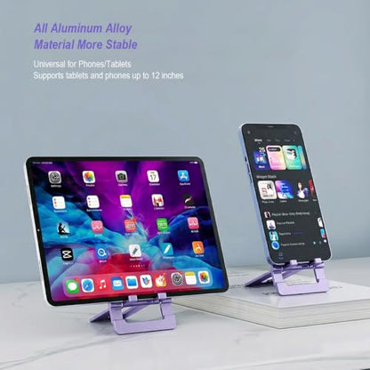 Cell Phone Stand for Desk Foldable Ultra Slim Aluminum,Purple - color: Purple