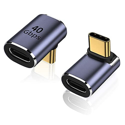 AreMe 90 Degree USB-C Male to Female Adapter 2 Pack, Metallic Purple - color: Metallic Purple