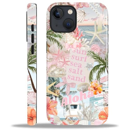 Case for iPhone 15 Plus, Cute Phone Case, Aloha Summer Collage | Hybrid 2-Layer Phone Cover，Military-Grade Protection Durable Shockproof Anti-Scratch Cases - color: Pink Aloha Summer Collage, size: Iphone 15 Plus