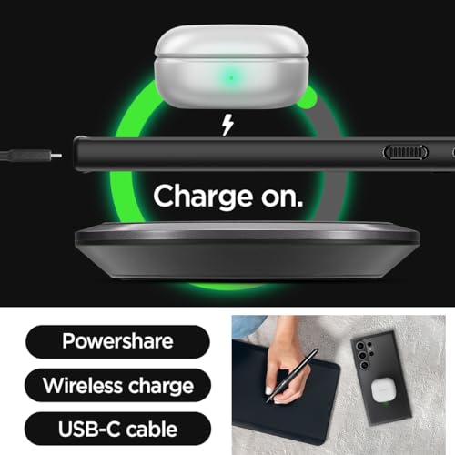 Spigen Ultra Hybrid for Galaxy S24 Ultra Case, Frost Black | Anti-Yellowing Resin, Air Cushion Technology, Military-Grade Drop Protection, Raised Camera Protection, Wireless Charging - color: Frost Black, size: Galaxy S24 Ultra