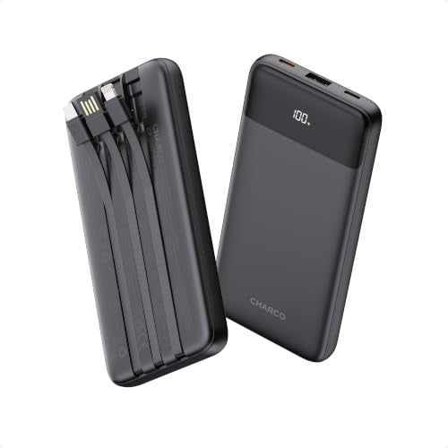 CHARCO Portable Charger Power Bank with Built in Cable 10000mAh - color: Black