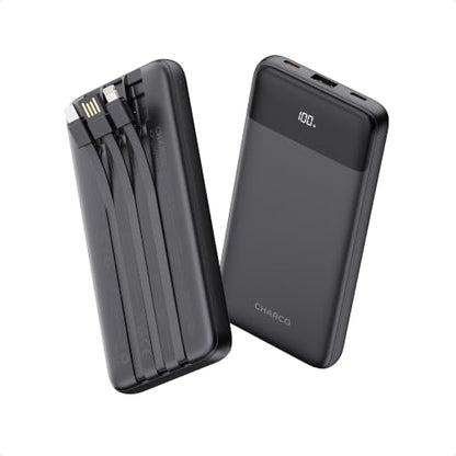 CHARCO Portable Charger Power Bank with Built in Cable 10000mAh - color: Black